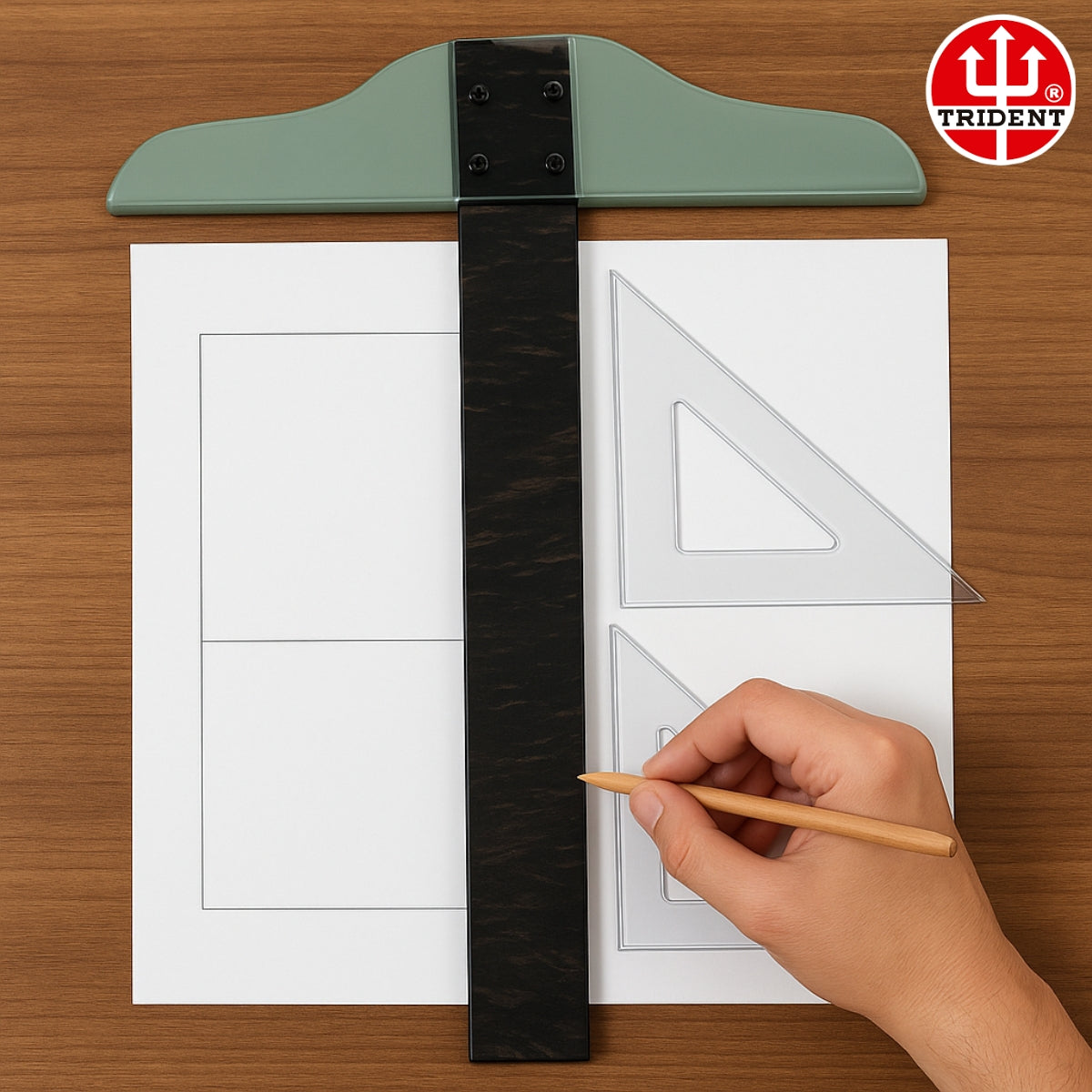 Régua T Fenólica Trident com Borda Acrílica 100 Cm - Modelo 5510
