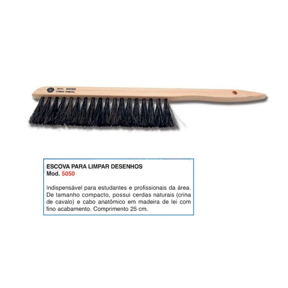 Escova Trident 25cm com Cerdas Naturais para Limpeza de Desenhos - Modelo 5050