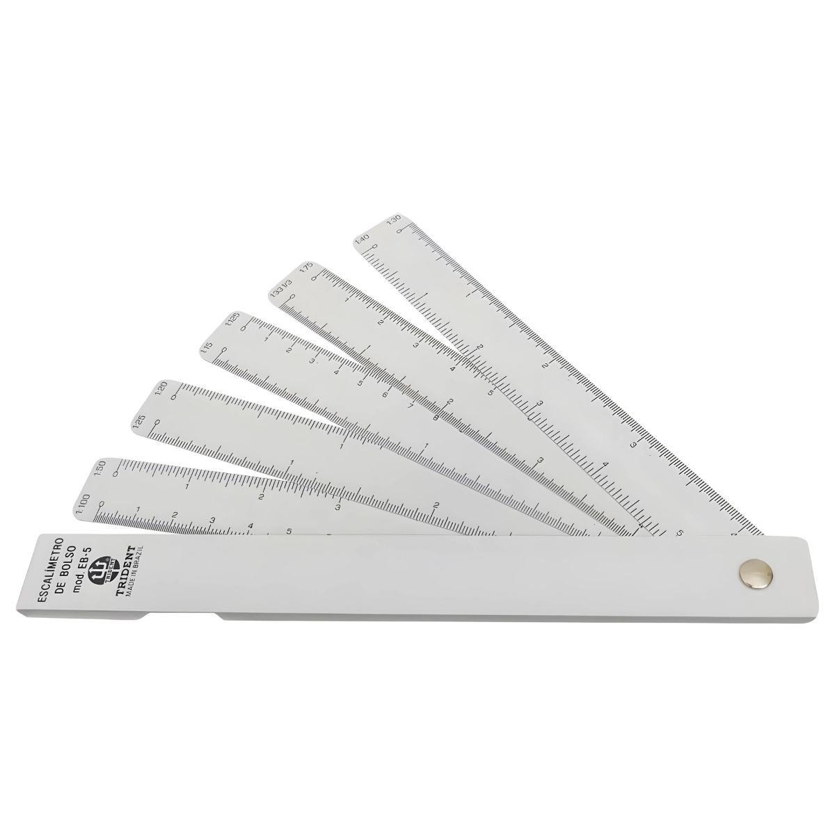 Escalímetro de Bolso Trident com 5 Lâminas em Pvc e 10 Escalas Técnicas - Modelo Eb-5