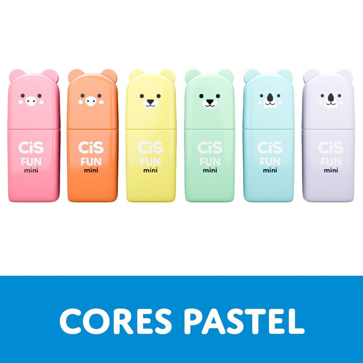Estojo de Marca Texto Fun Mini 3.5Mm com 6 Cores - Pastel - Cis