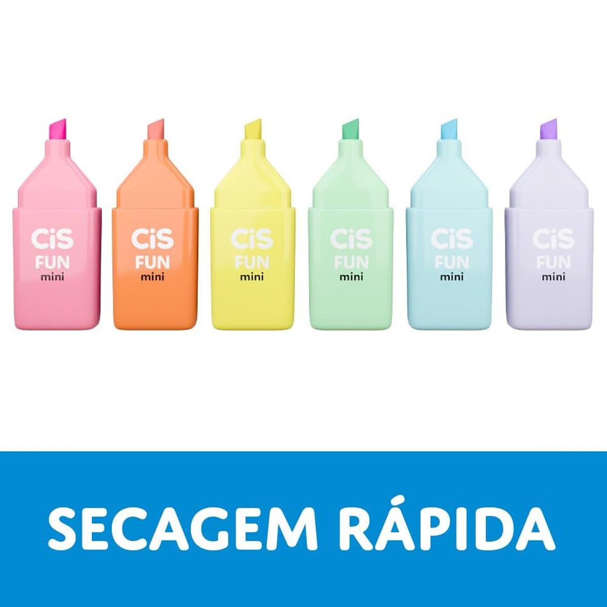 Estojo de Marca Texto Fun Mini 3.5Mm com 6 Cores - Pastel - Cis