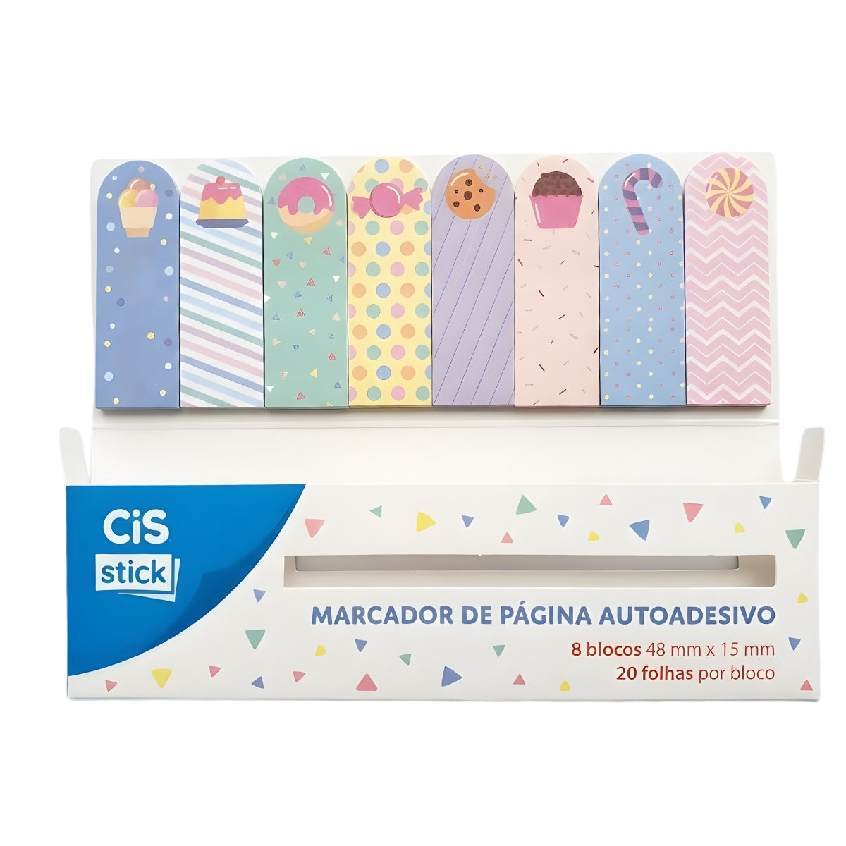 Bloco de Adesivo Sticky Notes 15x48mm com 20 Folhas - 08 Modelos Decorado - Cis