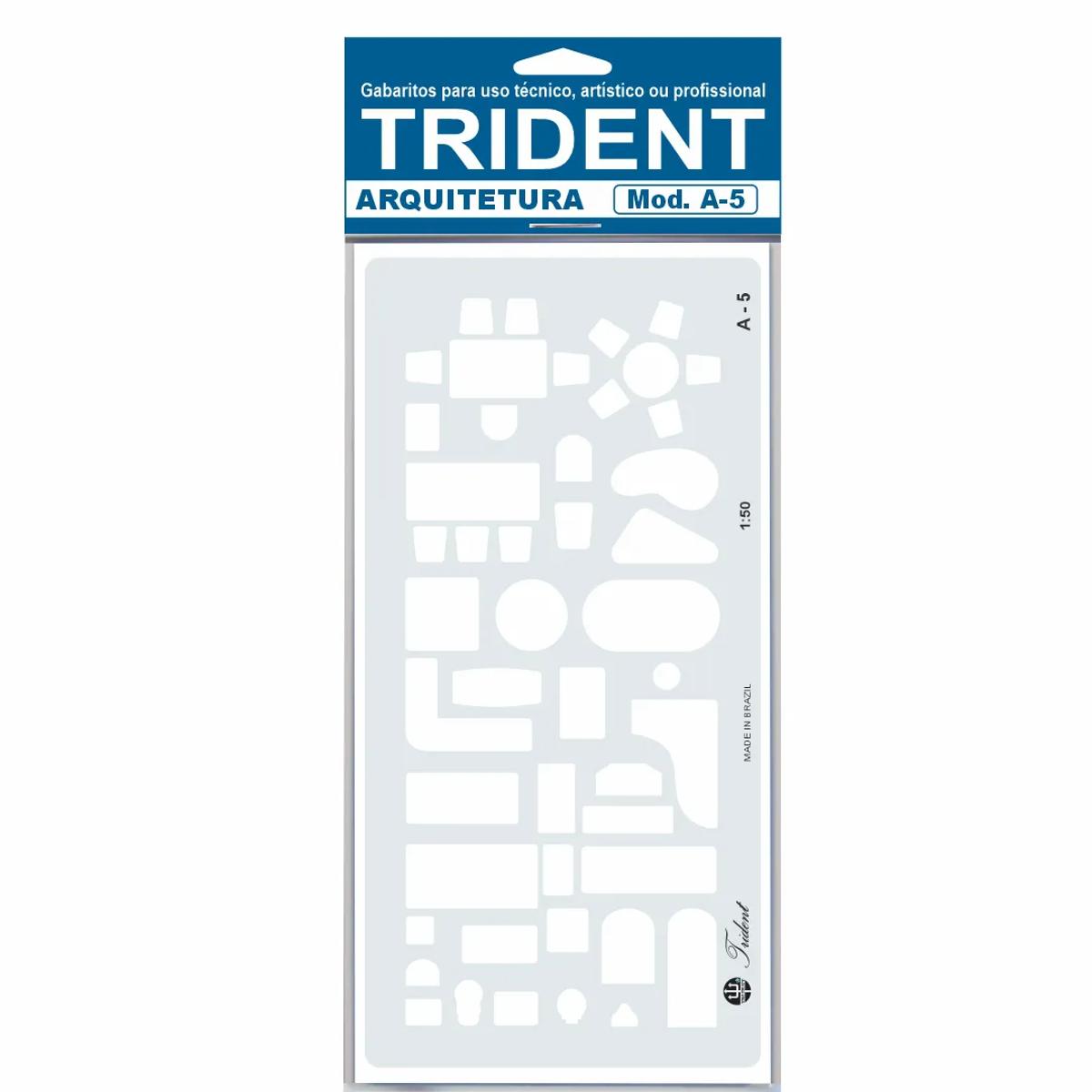 Gabarito Trident Arquitetura de Móveis 24,5 X 12 Cm - Modelo A-5 em Acrílico com Gravação Rebaixada
