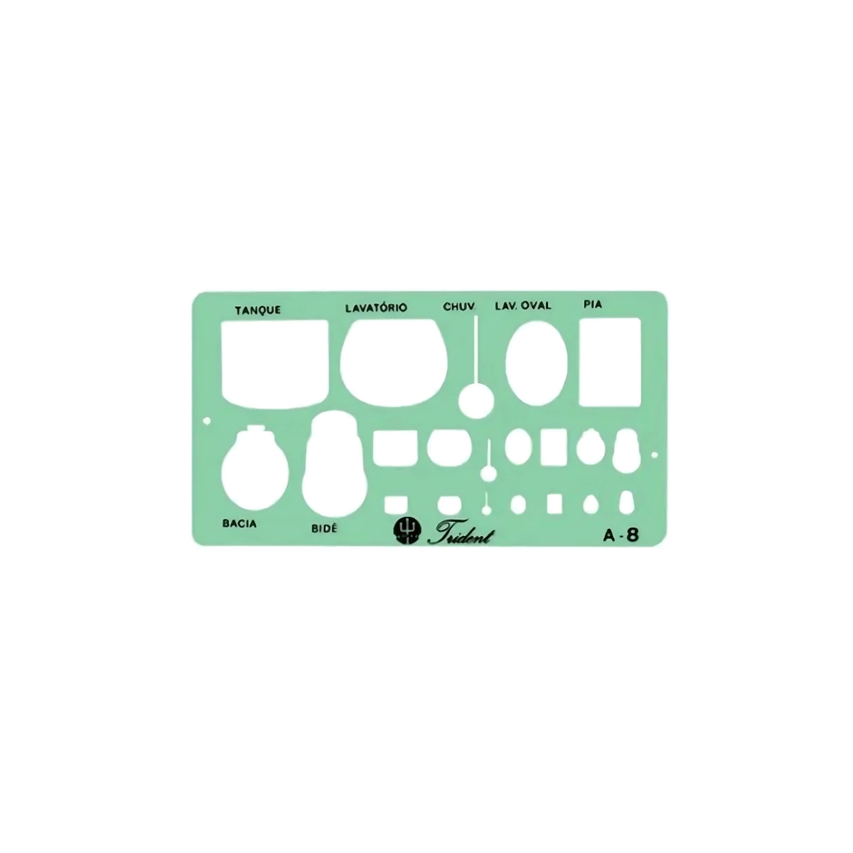 Gabarito Trident Arquitetura de Sanitários 14 X 7,5 Cm - Modelo A-8 com Peças em Três Escalas

