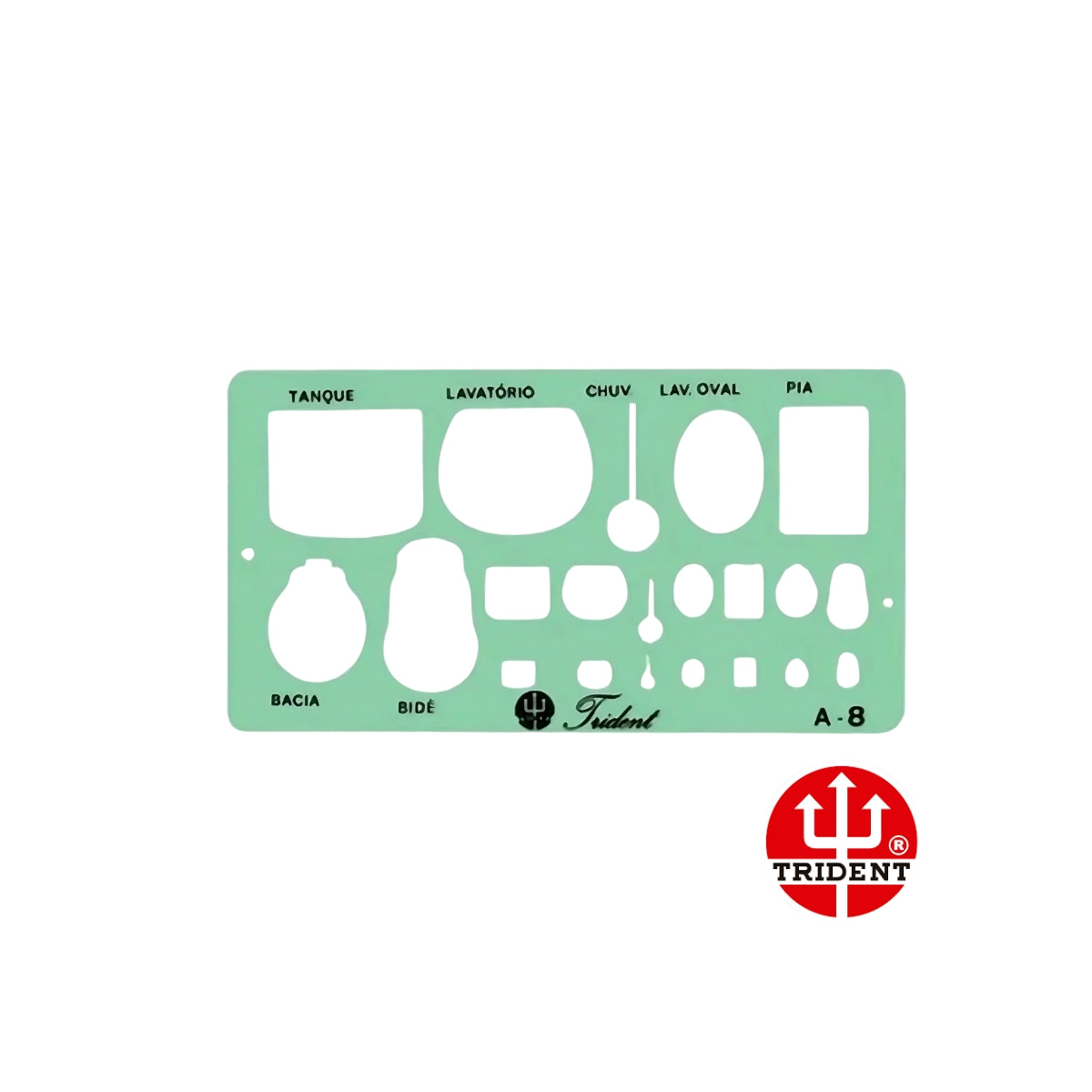 Gabarito Trident Arquitetura de Sanitários 14 X 7,5 Cm - Modelo A-8 com Peças em Três Escalas
