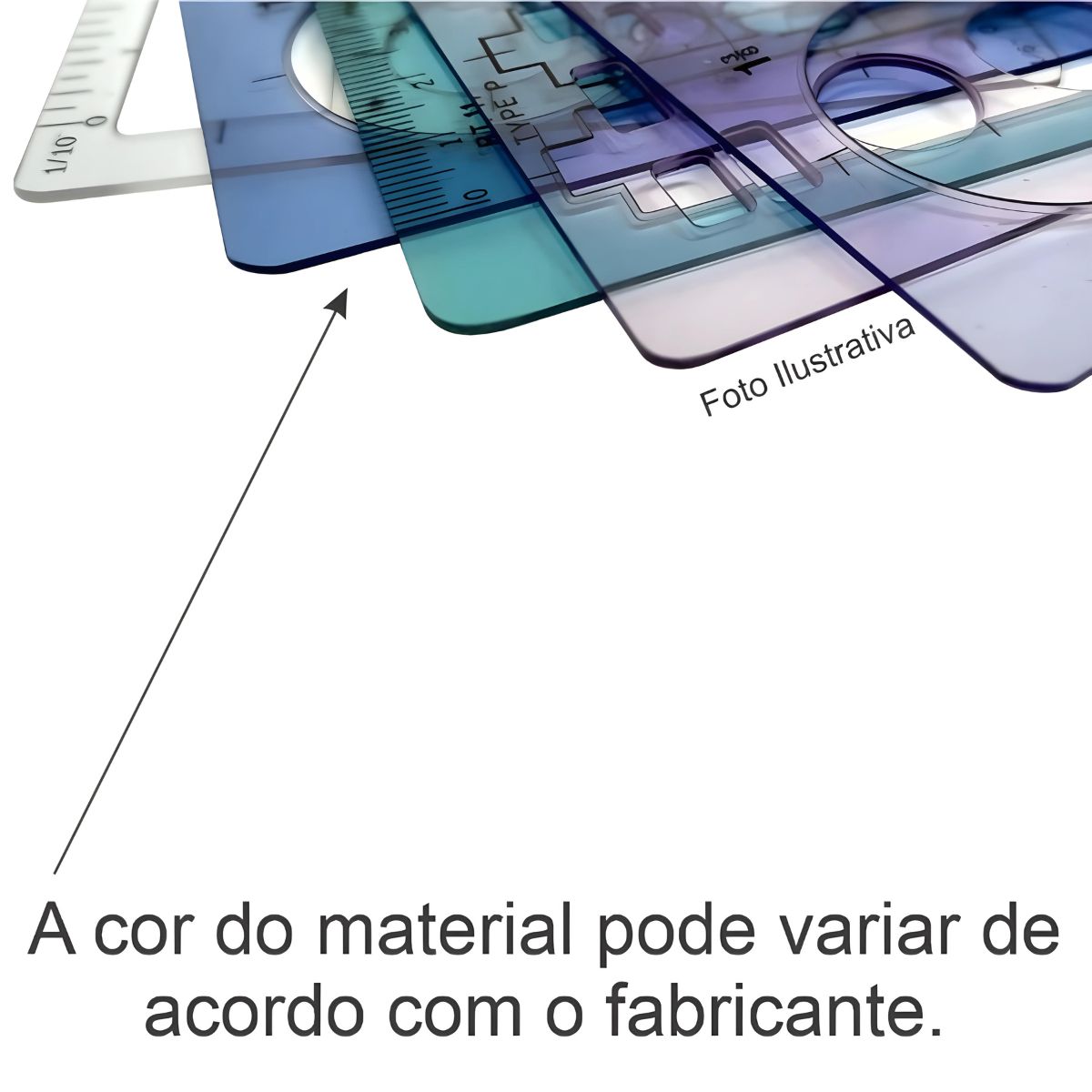 Curva Francesa Acrílico Azul Trident Jogo com 3 Peças - Modelos Burmester D-14 para Desenho Técnico
