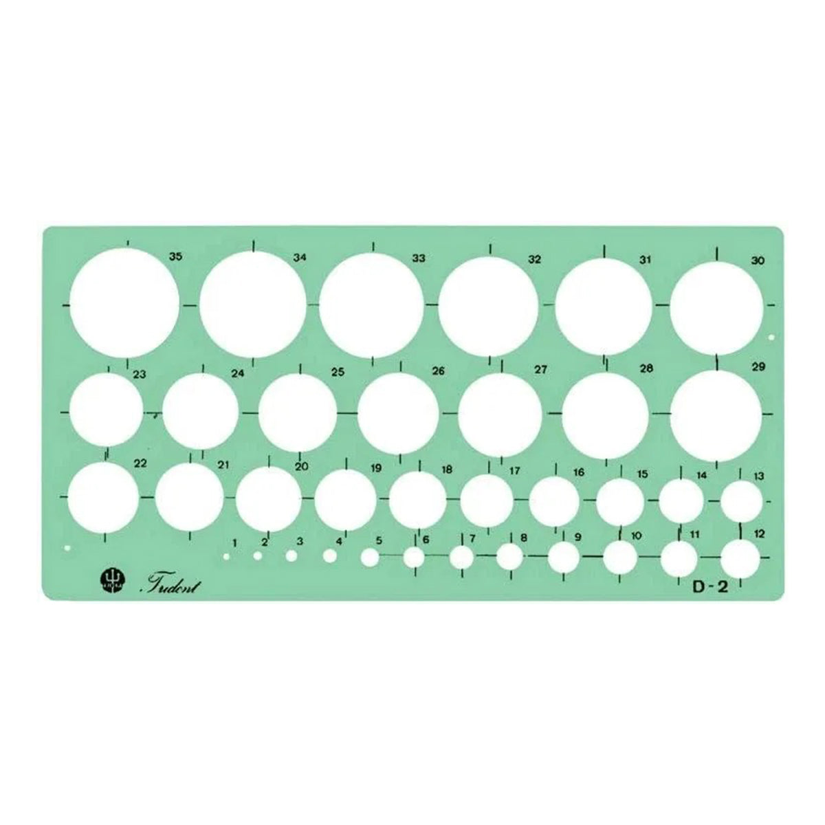 Gabarito Trident Circulógrafo 24 X 12,5 Cm - Modelo D-2 com 35 Círculos de 1 a 35 Mm