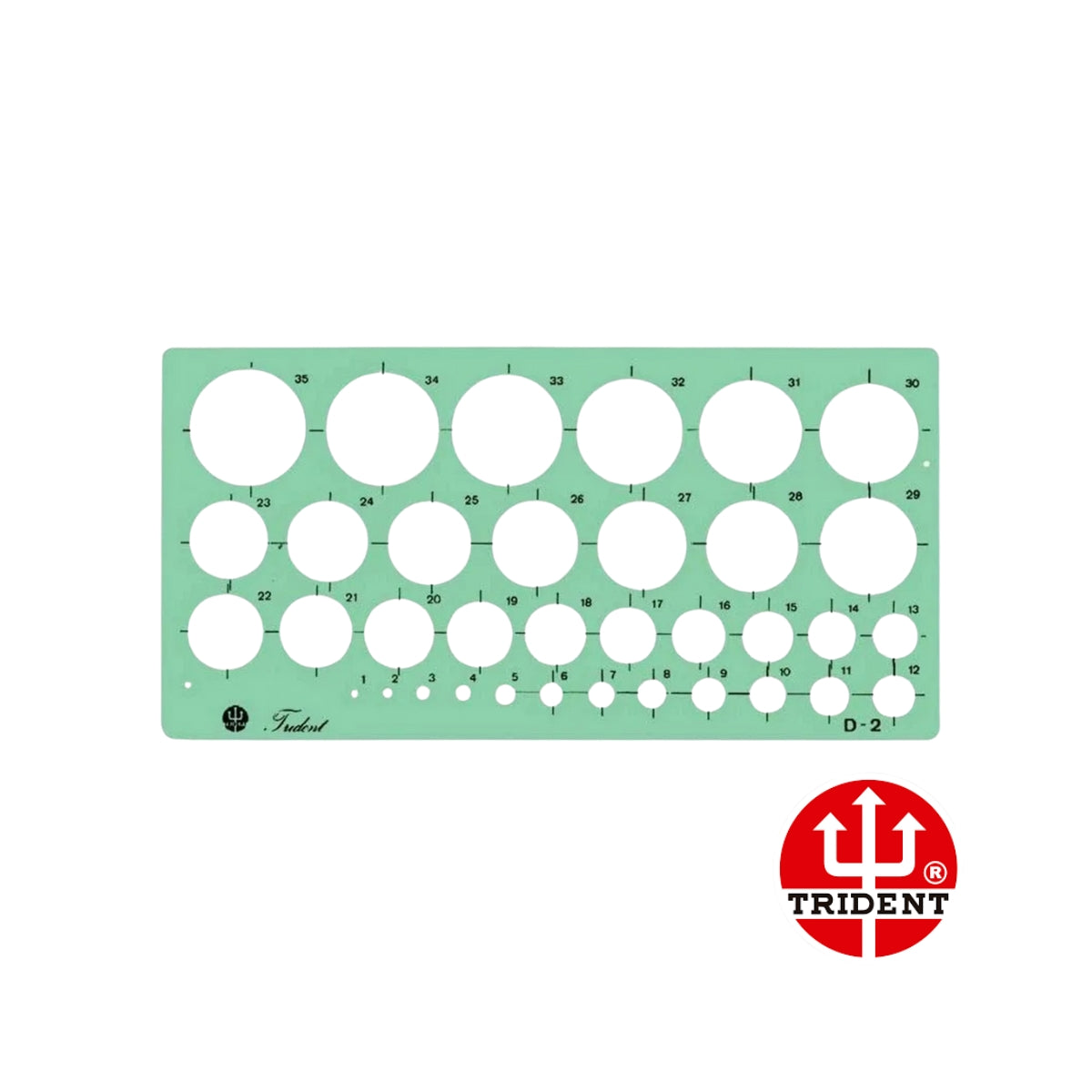 Gabarito Trident Circulógrafo 24 X 12,5 Cm - Modelo D-2 com 35 Círculos de 1 a 35 Mm
