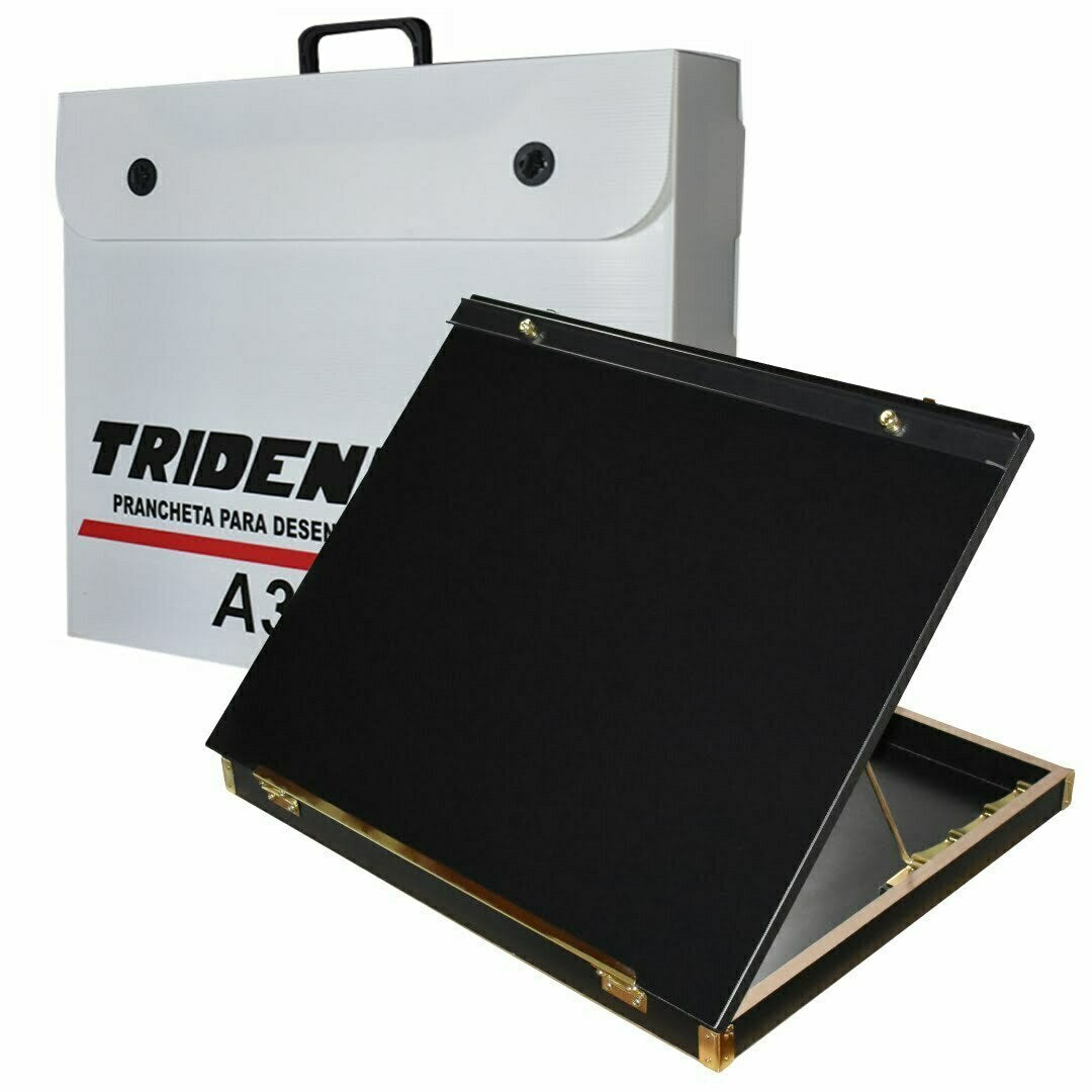Prancheta Portátil A3 Trident com Inclinação Mdf Black Piano 42x52 Cm - Modelo 5000al
