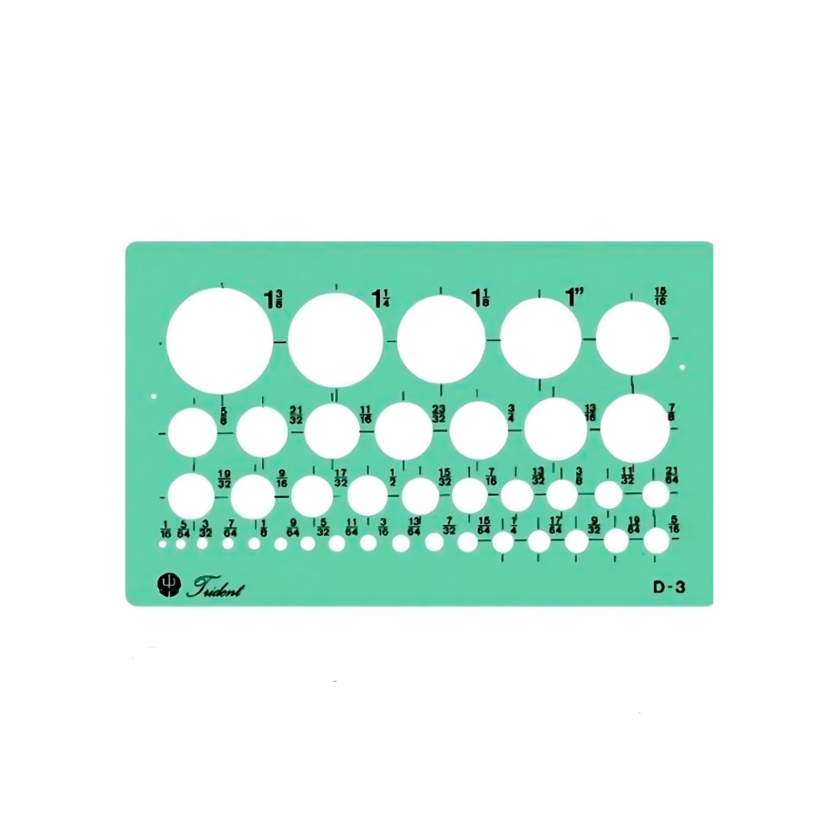 Gabarito Trident Circulógrafo 19 X 11 Cm - Modelo D-3 com 39 Círculos de 1/16 a 1 3/8 Polegadas
