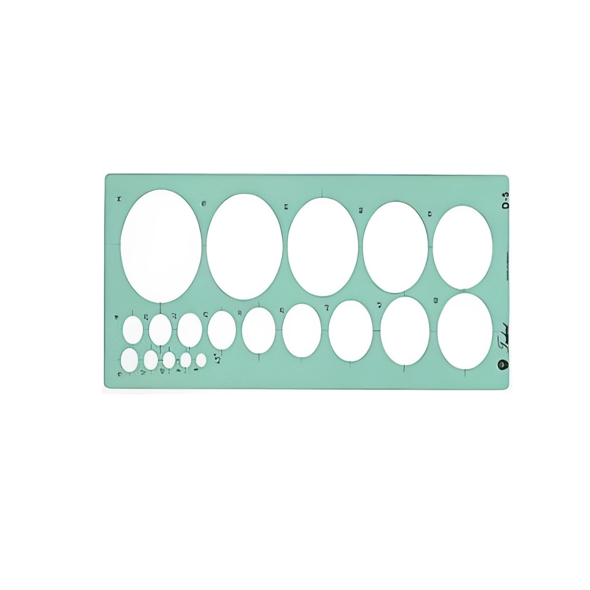Gabarito Trident Elipses 27,5 X 14,5 Cm - Modelo D-5 com 19 Elipses de 8 a 75 Mm (45°)

