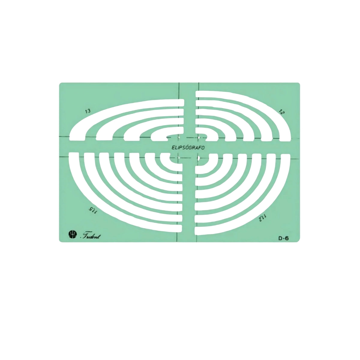 Gabarito Trident Elipsógrafo 24,5 X 16 Cm - Modelo D-6 com 44 Elipses até 215 Mm (60°, 45°, 30°, 20°)
