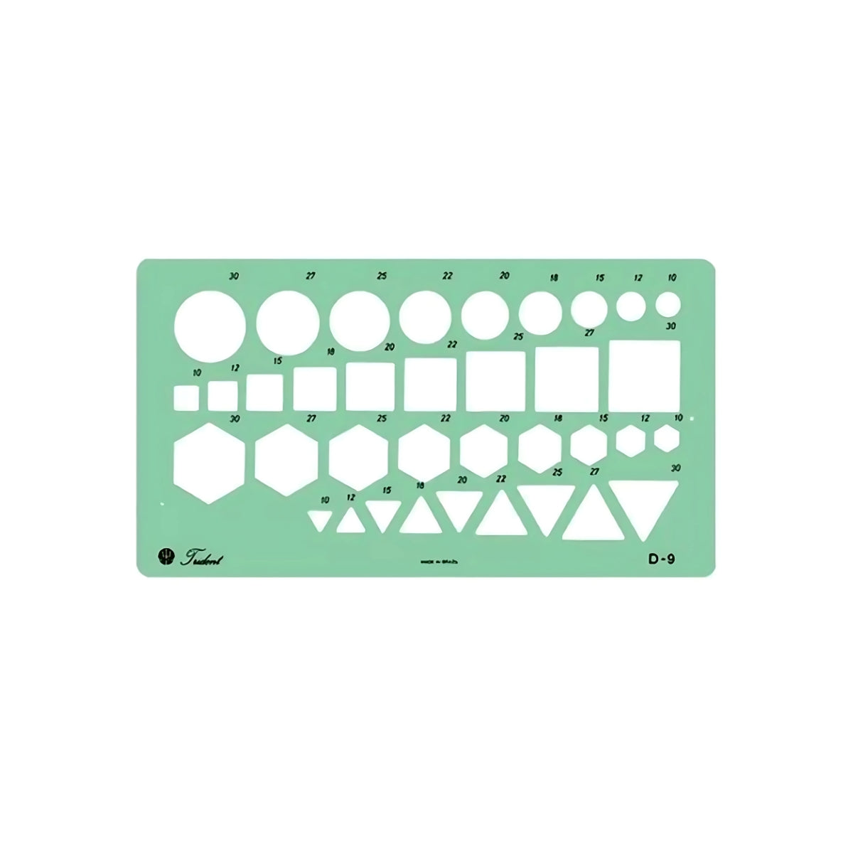 Gabarito Trident Combinado 17,5 X 18,5 Cm - Modelo D-9 com 31 Secções de Círculos de 10 a 90 Mm
