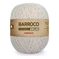 Barbante Barroco Natural Brilho Prata 4/4 Algodão com Fibra Metalizada para Crochê Tricô e Artesanato 700g 657m Tex 608 - Círculo
