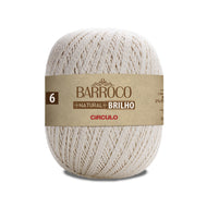 Fio Barroco Natural Brilho 4/6 Algodão com Fibra Metálica Crochê Tricô Natural Brilho Prata 400g 433m Tex 922 - Círculo