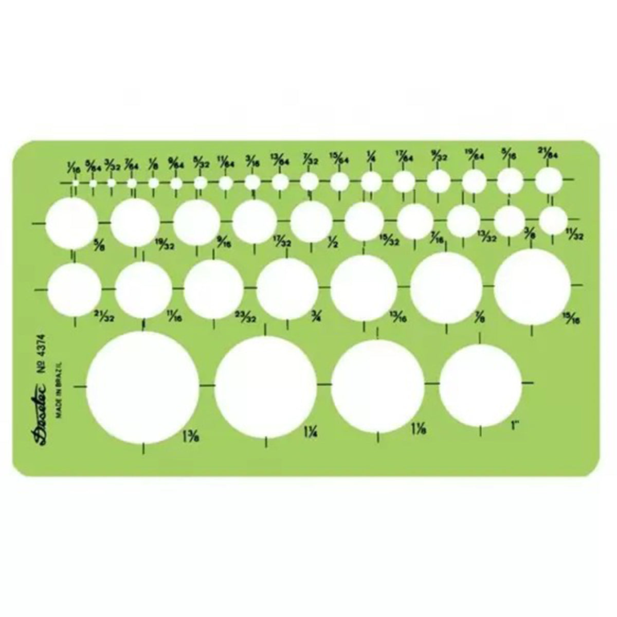 Gabarito Trident Desetec Círculos em Polegadas 18,5 X 10 Cm - Modelo 4374 com 39 Tamanhos e Ressalto para Tinta
