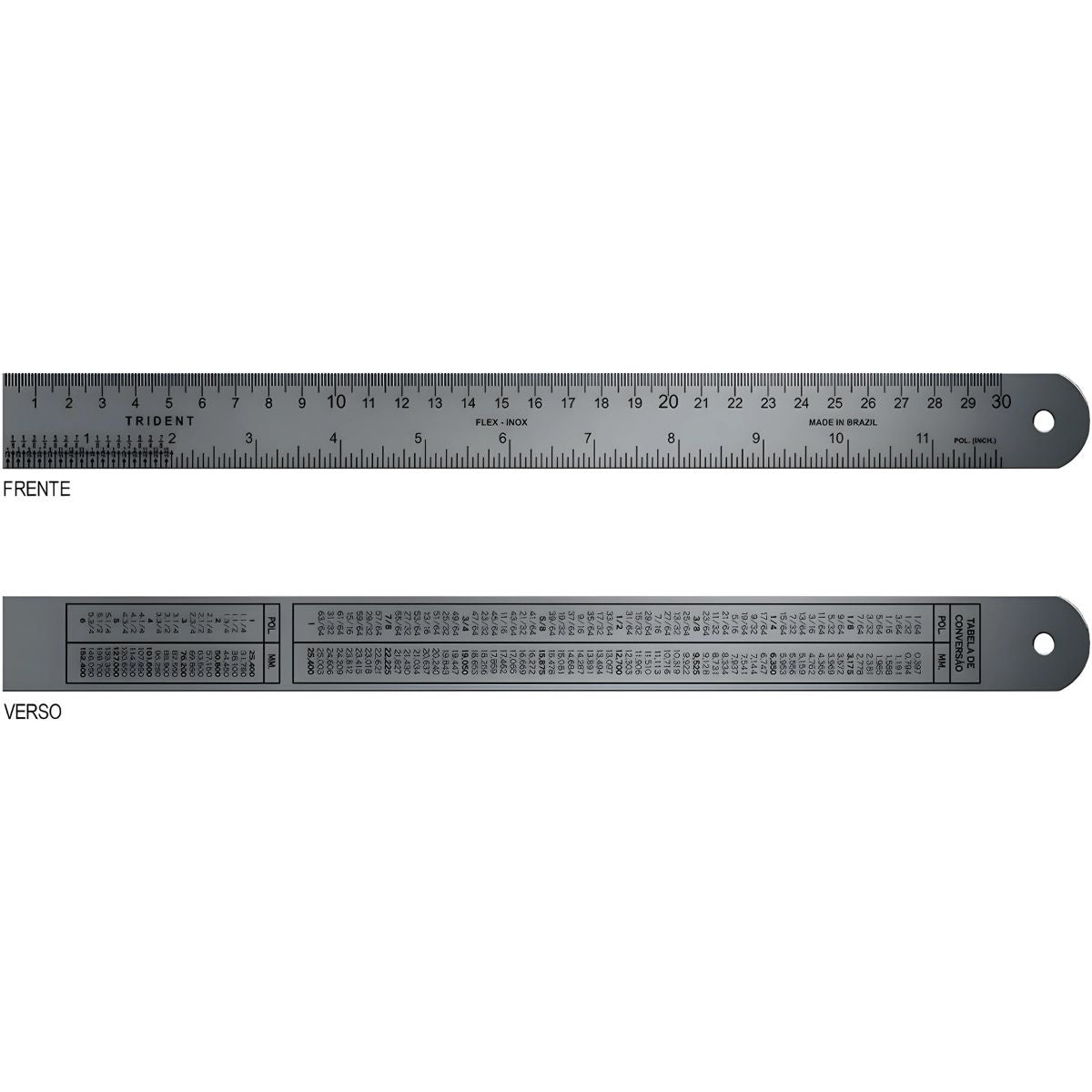 Régua Ferragista em Aço Inox Trident 30cm - Modelo Flex-30
