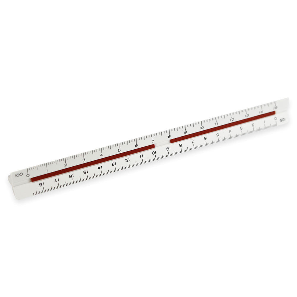 Escalímetro Trident Triangular 15cm em Abs com Escalas em Baixo Relevo - Modelo Me-15