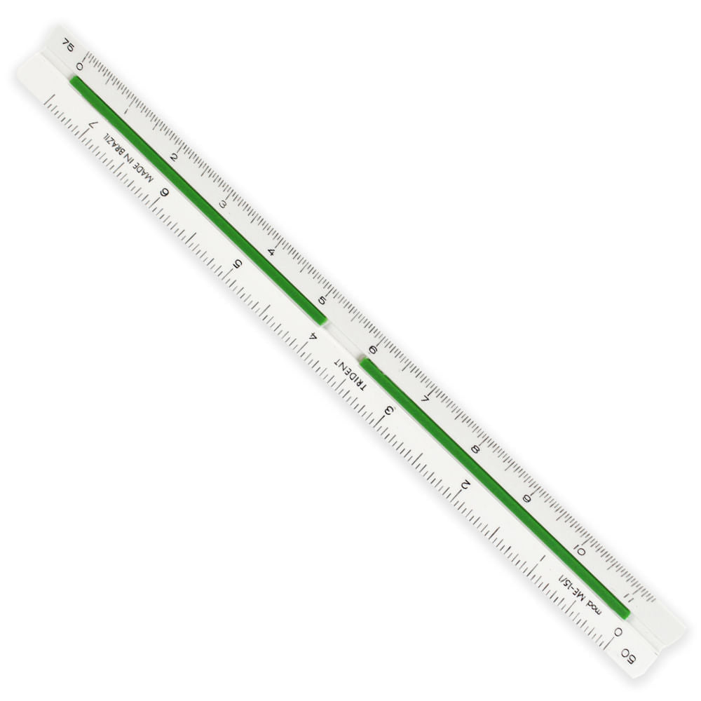 Escalímetro Trident Triangular 15cm em Abs com Escalas em Baixo Relevo - Modelo Me-15
