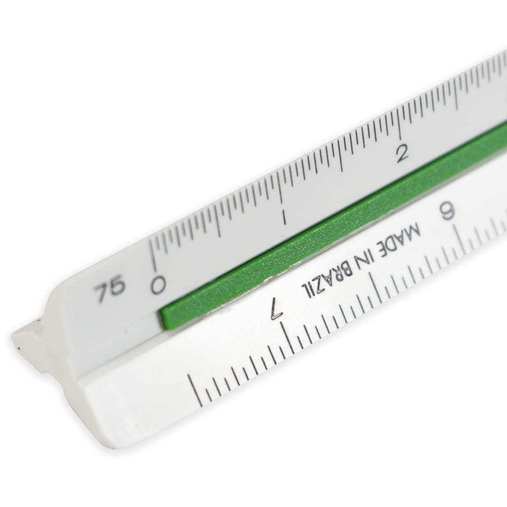 Escalímetro Trident Triangular 15cm em Abs com Escalas em Baixo Relevo - Modelo Me-15