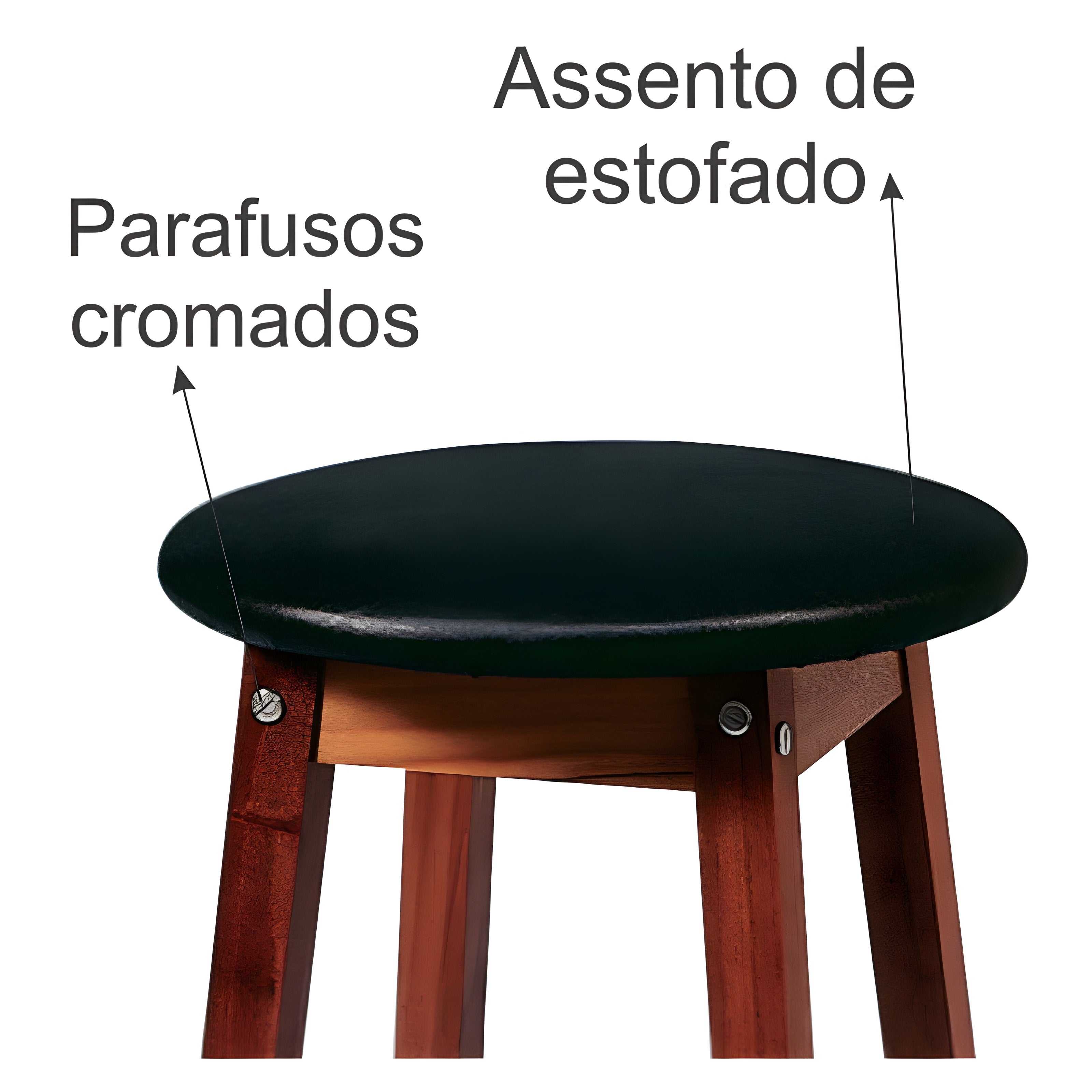 Banco de Madeira com Assento Estofado Trident 76cm