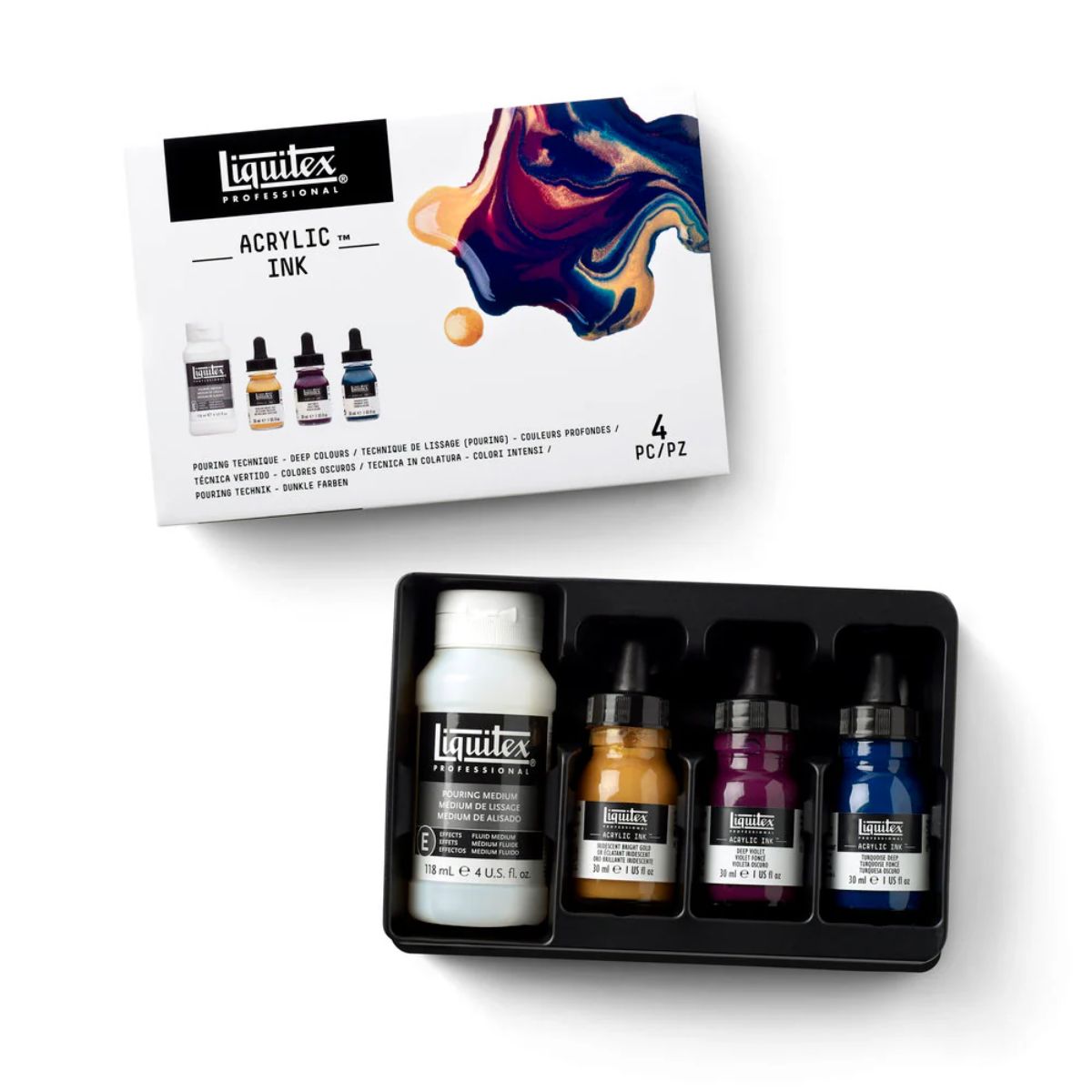Kit Tinta Acrílica Ink 30ml Liquitex ? 3 Cores Profundas + 1 Médium