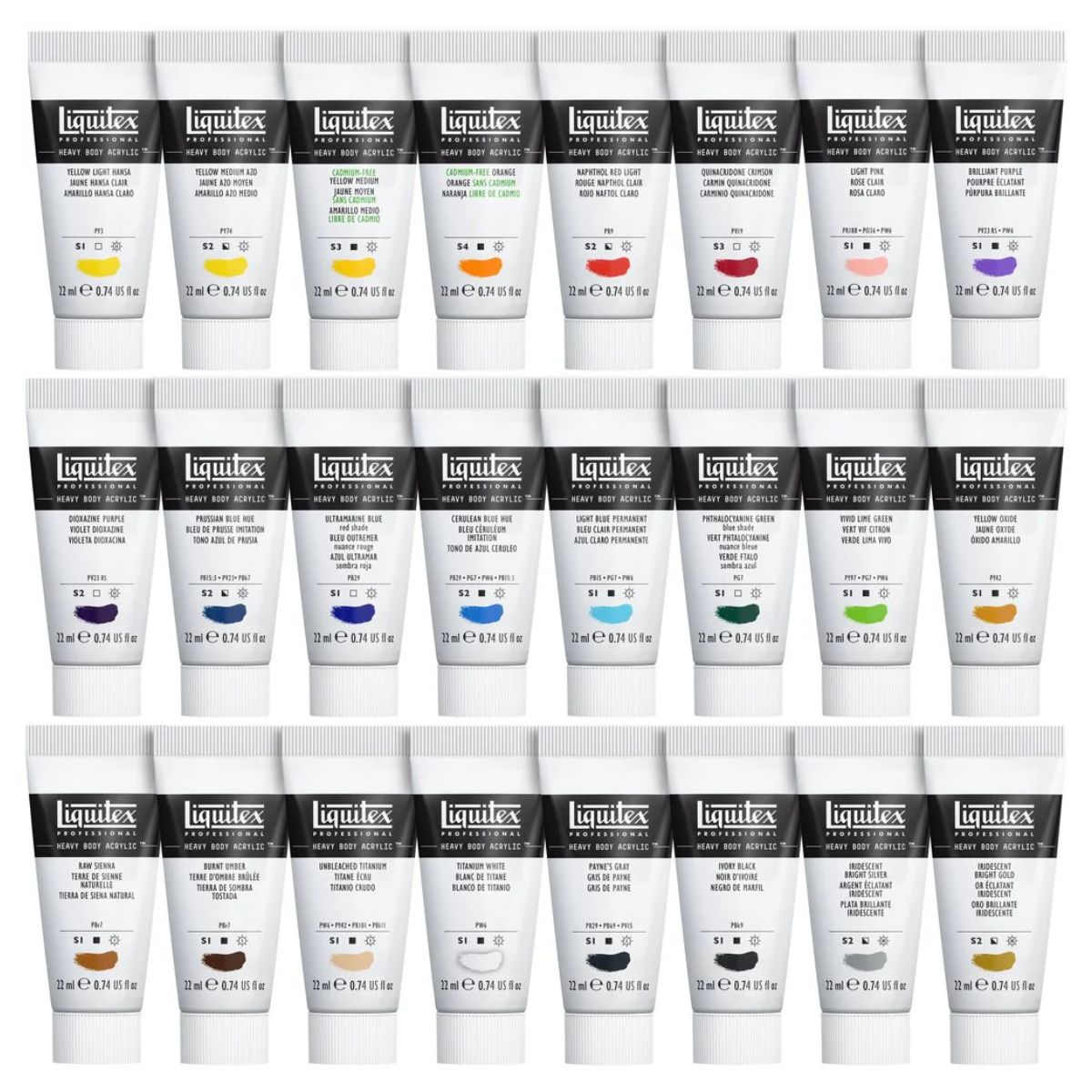 Estojo de Tinta Acrílica Heavy Body Liquitex 22ml com 24 Cores