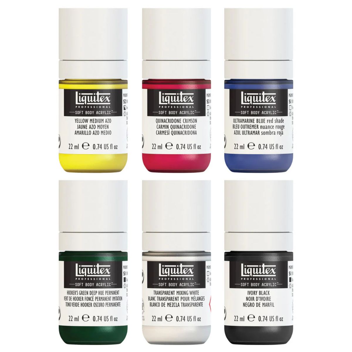 Estojo de Tinta Acrílica Liquitex Soft Body 22ml com 6 Cores