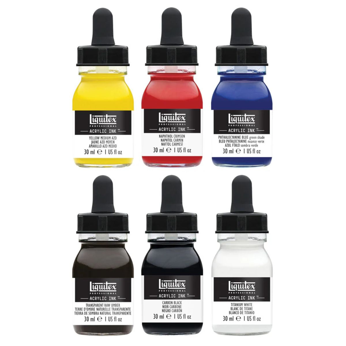 Estojo de Tinta Acrílica Liquitex Ink 30ml com 6 Cores Básicas