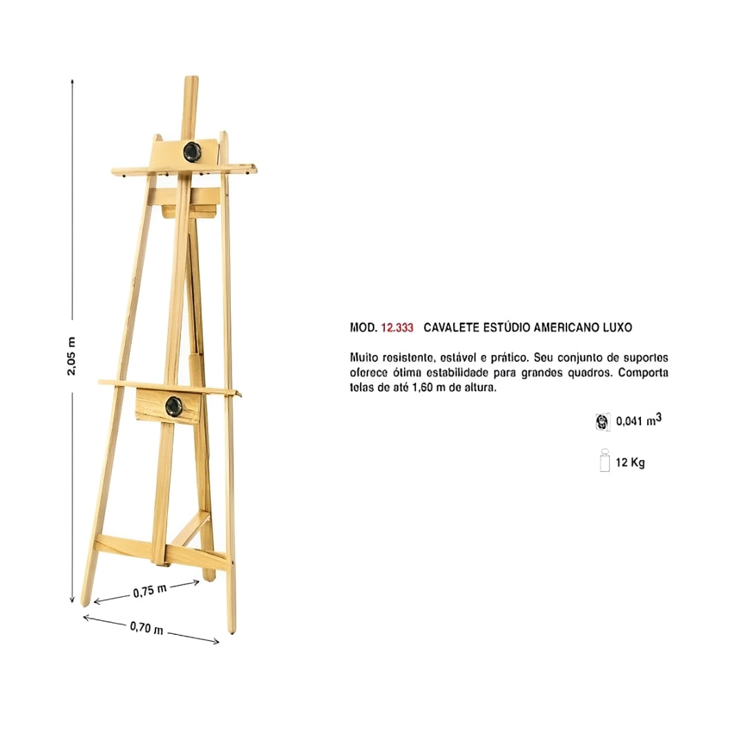 Cavalete para Pintura Trident Estúdio Americano Luxo Modelo 2,05x0,70x0,75cm - 12333