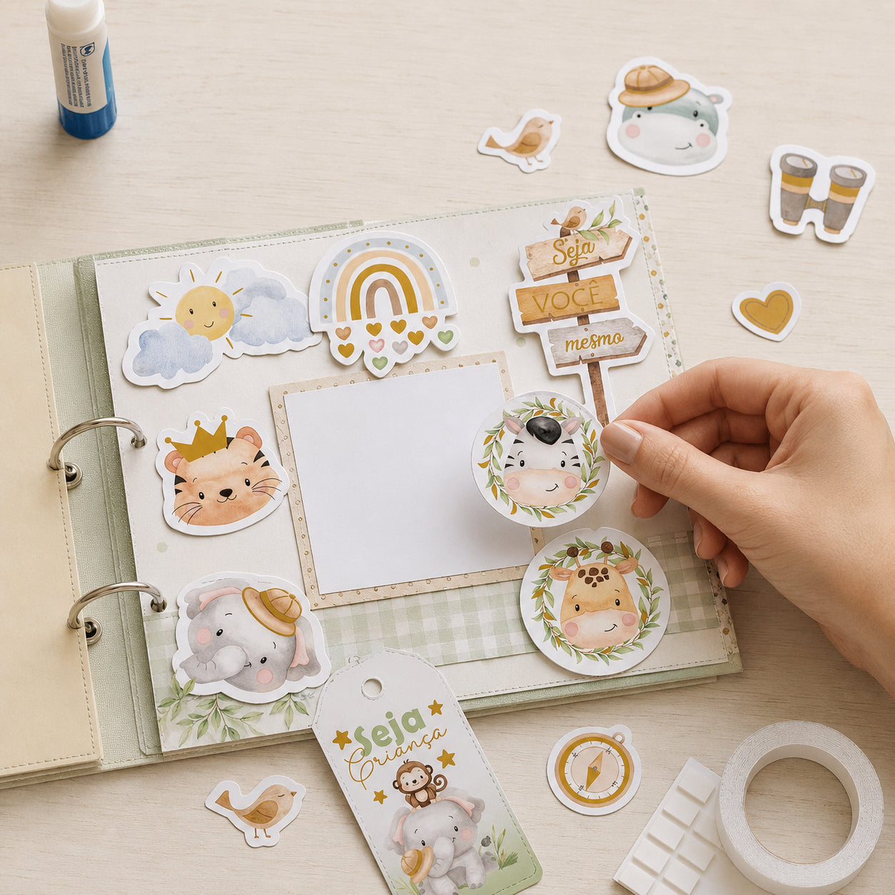 Die Cuts Apliques Recortados em Papel C Hot Stamping Coleção Meu Safari 15,1x13,1cm para Scrapbook e Scrapdecor Ldch-021 - Litoarte