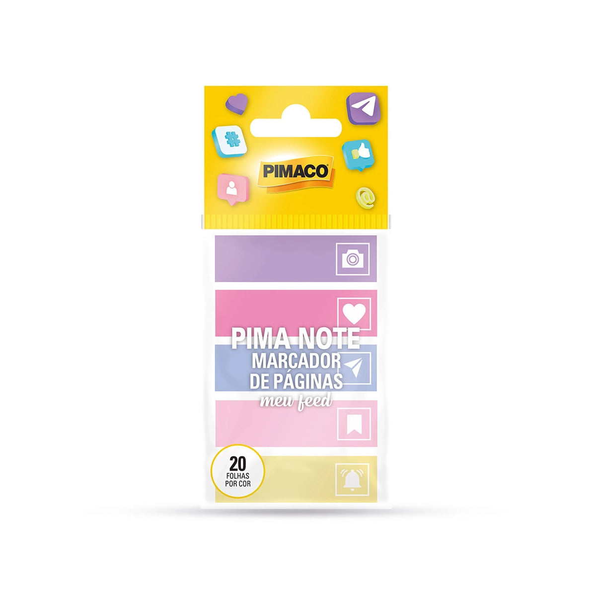 Marcador de Páginas Adesivo Meu Feed 12x42mm com 100 Unidades para Organizar Cadernos e Documentos - Pimaco