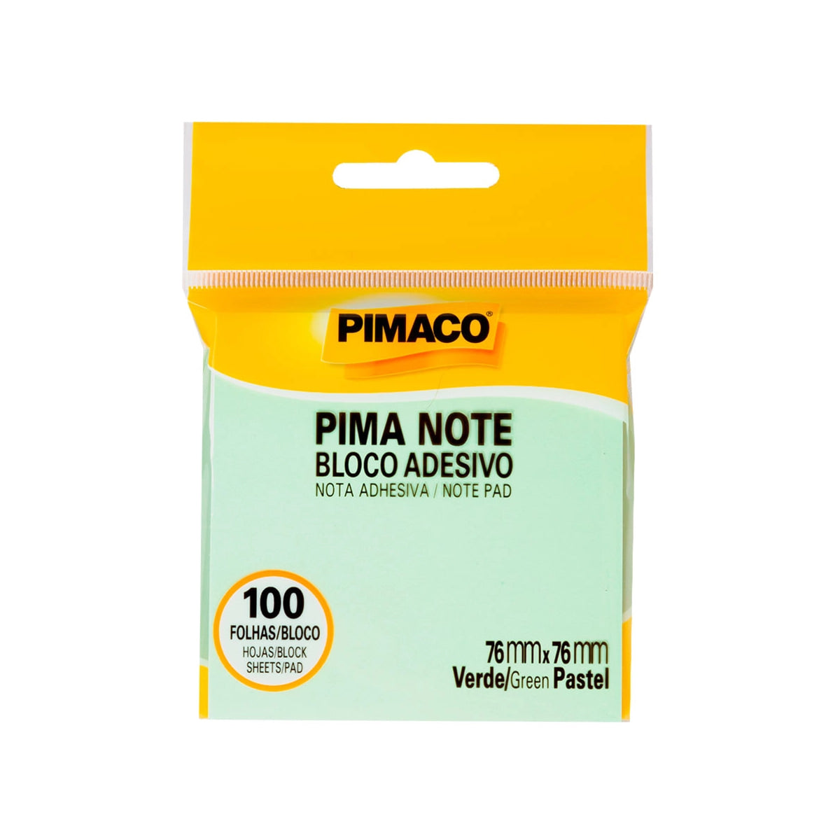 Bloco Adesivo Pima Note Verde Pastel 76x76mm com 100 Folhas para Recados e Lembretes - Pimaco