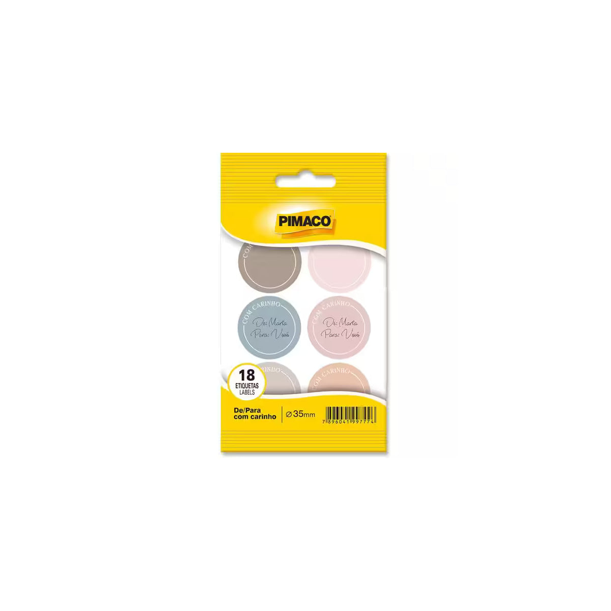 Etiqueta Adesiva De/para com Carinho 35mm com 18 Unidades para Presentes - Pimaco