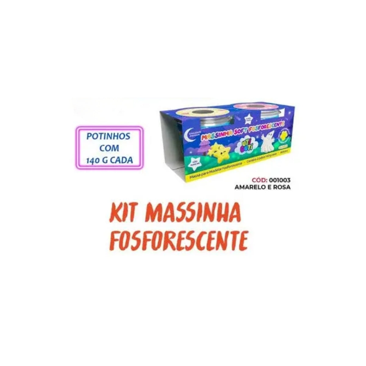 Estojo Massinha Soft para Modelar 140g Fluor Amarelo e Rosa - Utiguti