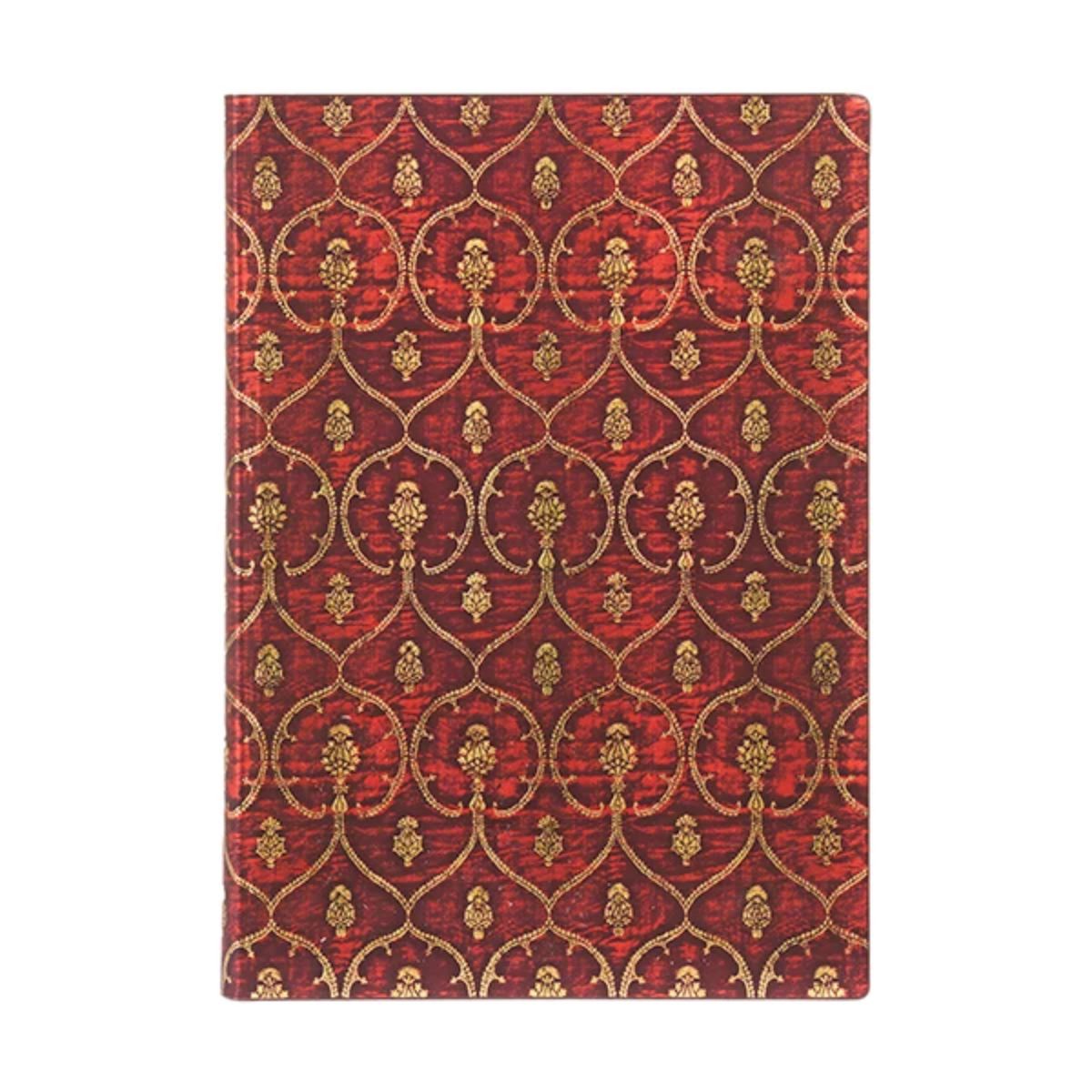 Caderno Paperblanks Veludo Vermelho Capa Flexível Midi 100g/m² 13x18cm 176 Páginas com Pauta - Fb9631-3