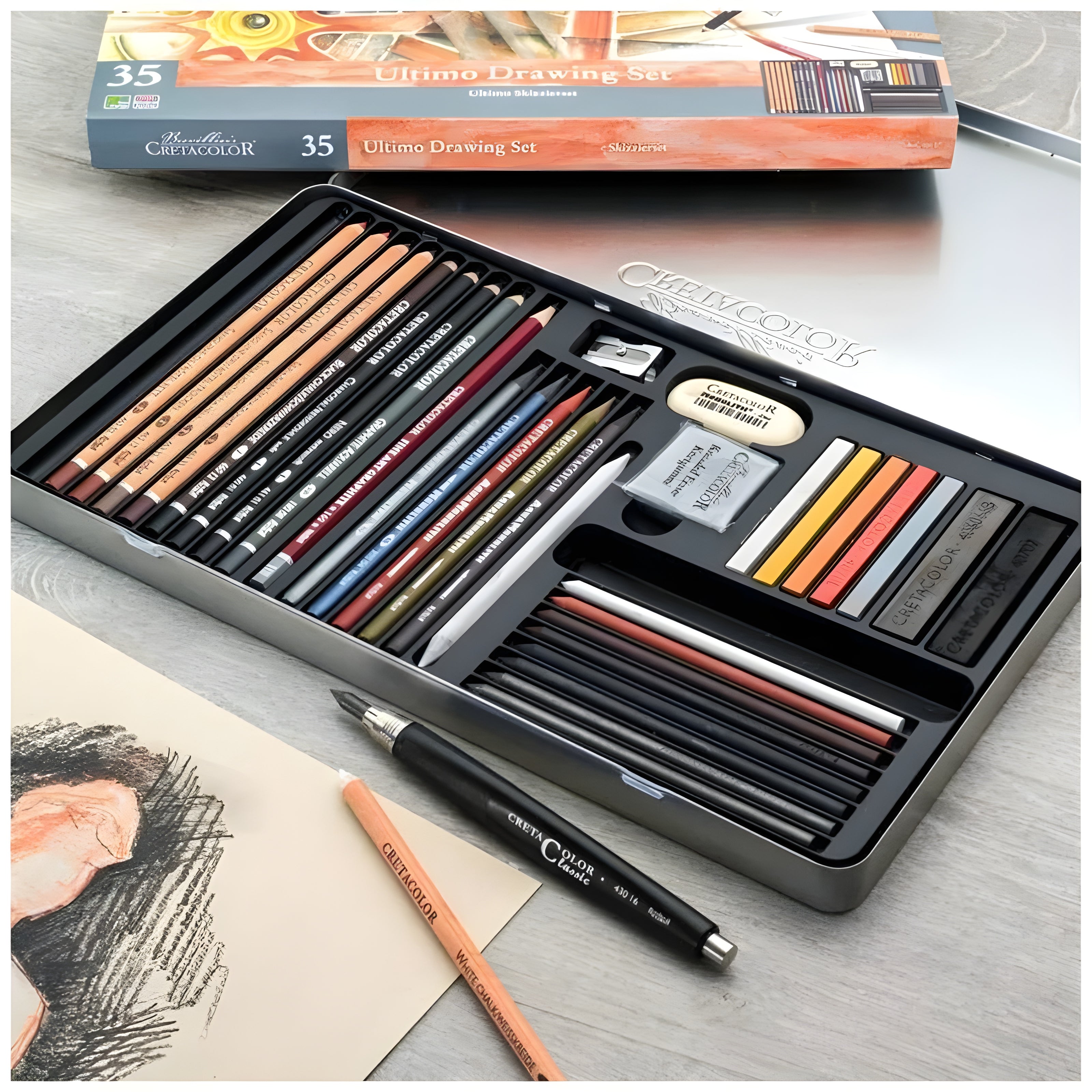 Conjunto para Desenho Cretacolor Ultimo Drawing Set com 35 Itens 400 57