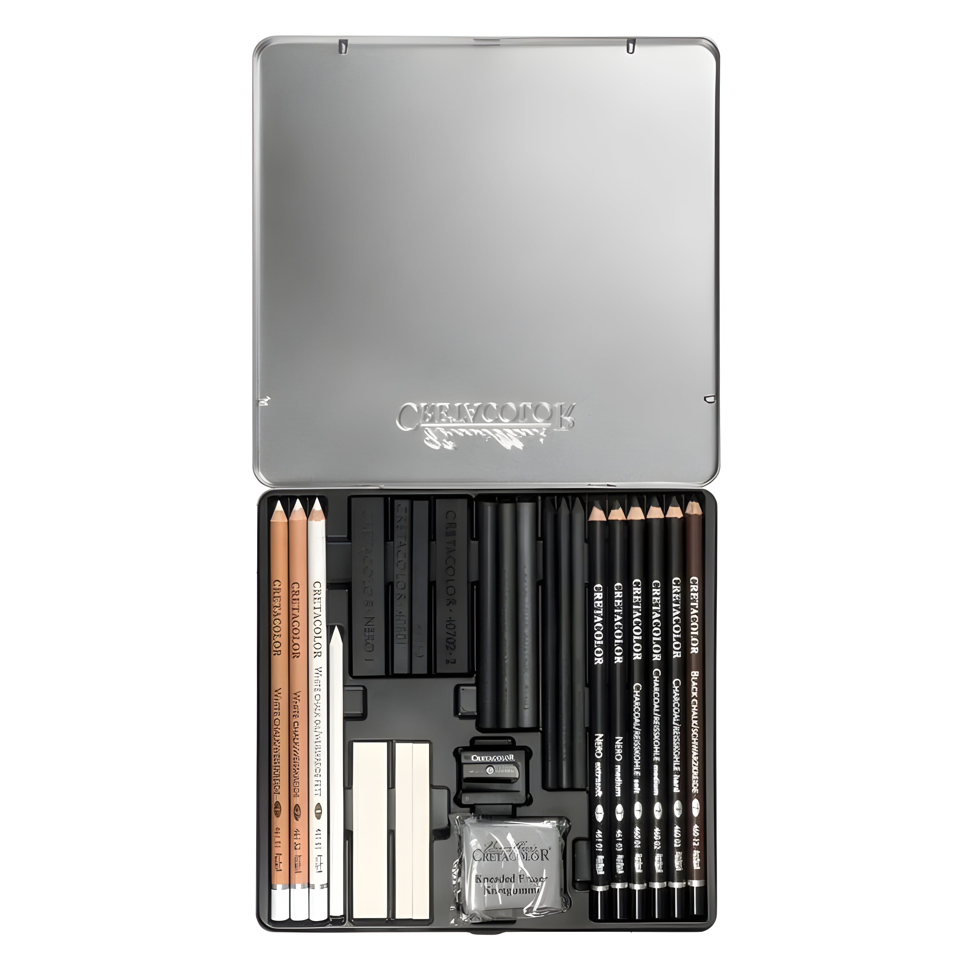 Conjunto para Desenho Cretacolor Black & White Box Caveira com 25 Itens 91400-2600