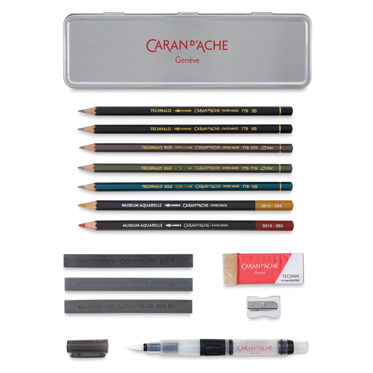 Estojo Desenho Multitecnicas Caran D'ache Grafite Line com 13 Peças