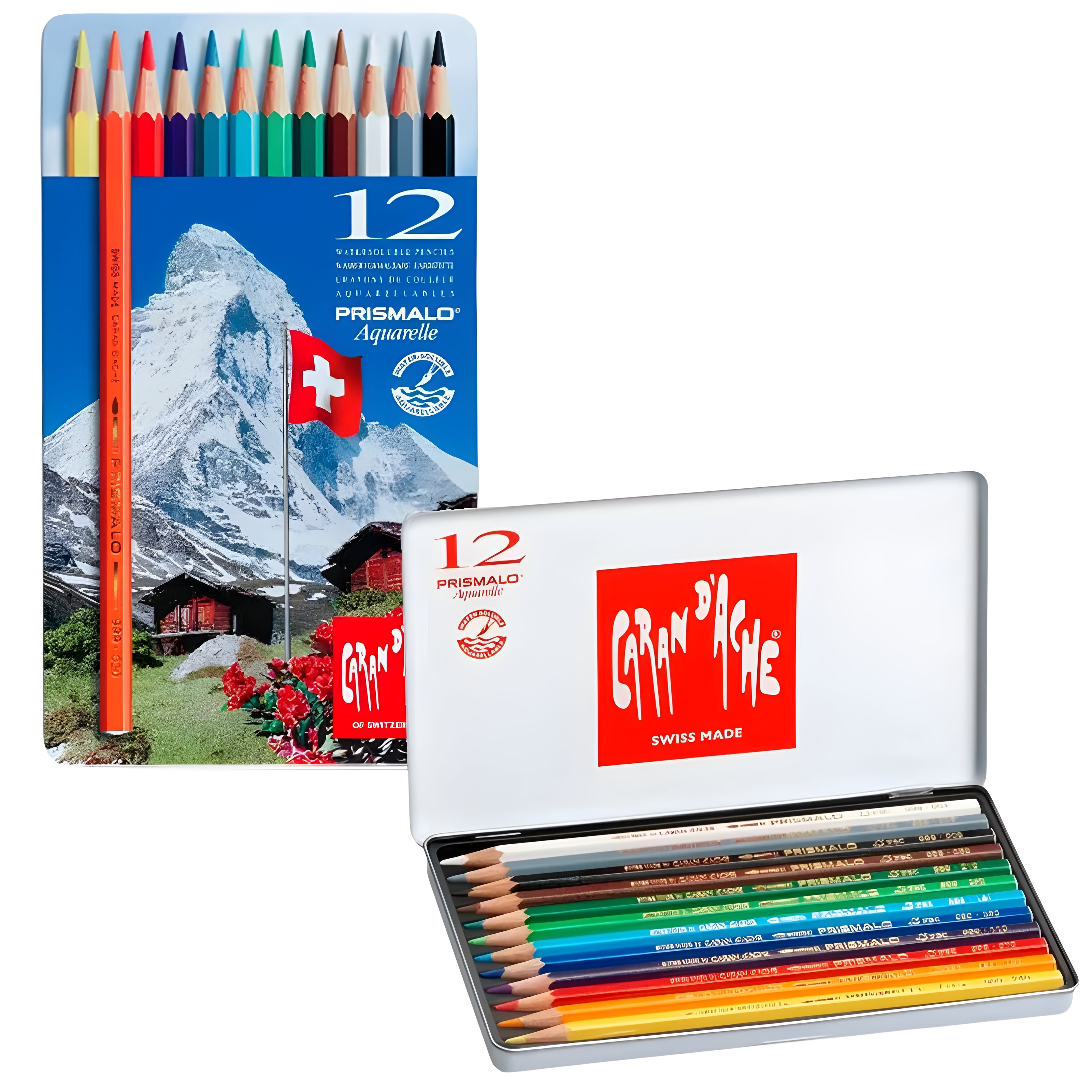 Estojo Lápis de Cor Prismalo Caran D'ache Aquarelável com 12 Cores
