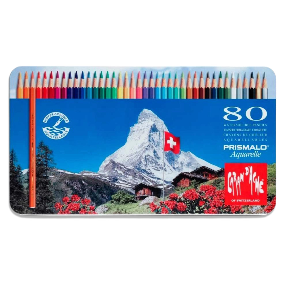 Estojo Lápis de Cor Prismalo Caran D'ache Aquarelável com 80 Cores