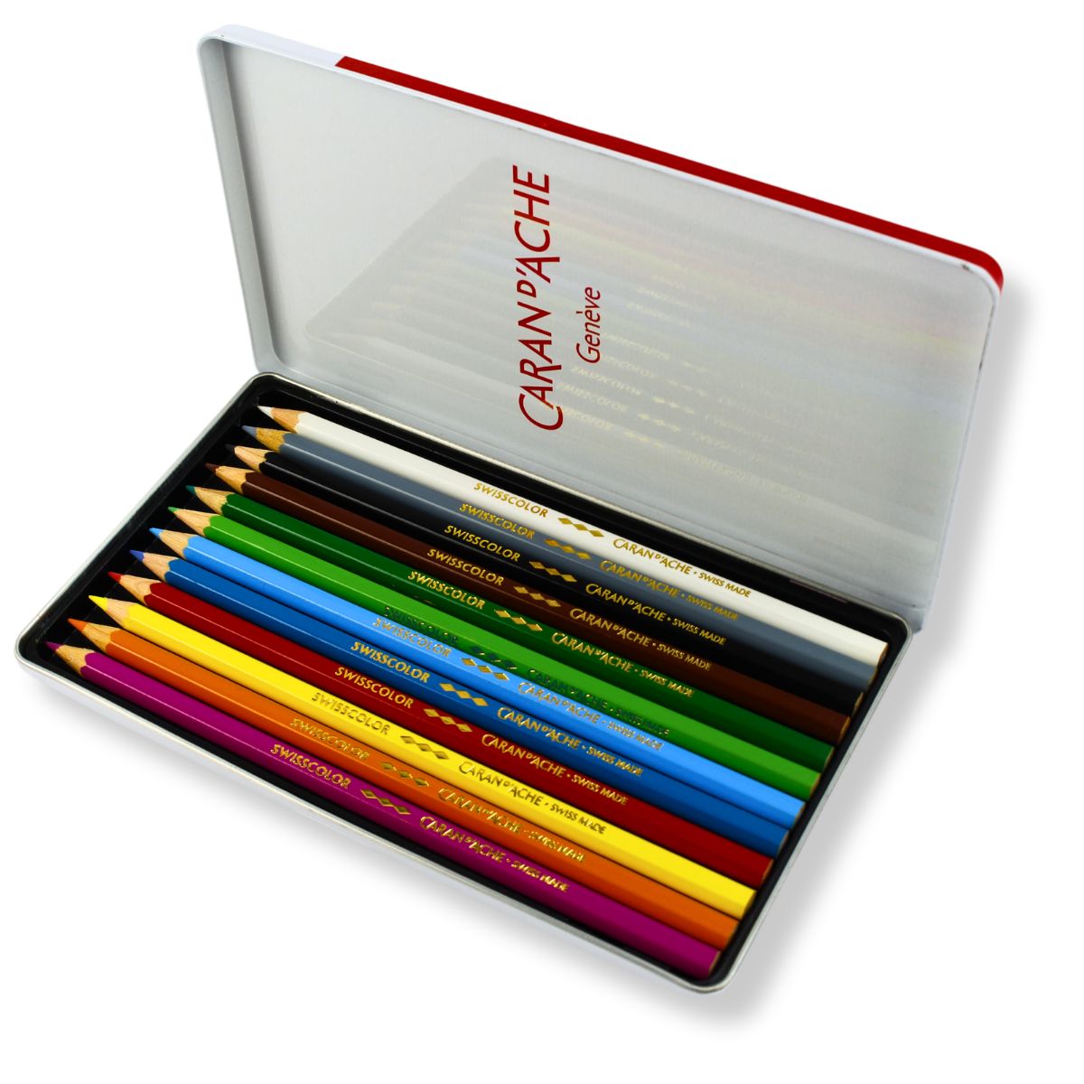 Estojo de Lápis de Cor Caran D'ache Swissmade Permanente com 12 Cores