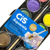 Estojo de Tinta Aquarela Pastilha com 12 Cores e Pincel - Metalica - Cis