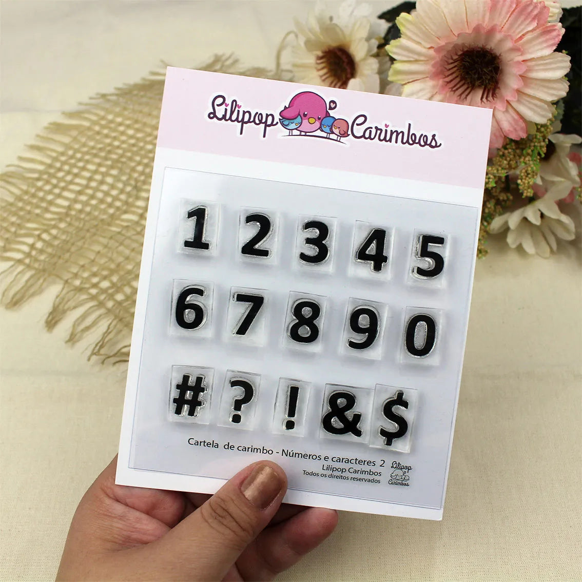 Cartela de Carimbos Números e Caracteres 2 em Fotopolímero para Artesanato e Scrapbook - Lilipop