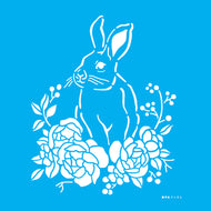Stencil Coelhos e Flores 20x25cm para Pintura Decorativa e Artesanato 3486 - Opa