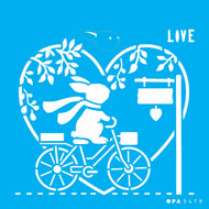 Stencil Opa 14x14cm - Coelho na Bicicleta - 3479