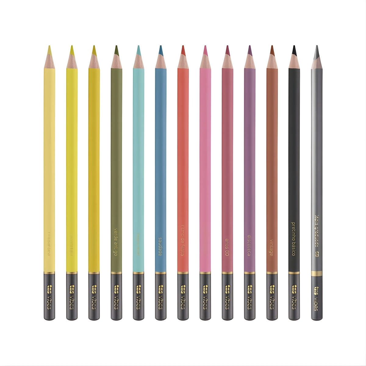 Estojo Lápis de Cor Vibes Retrô com 12 Cores + Lápis 6b - Tris