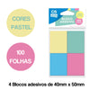 Bloco de Adesivo Sticky Notes 40x50mm com 100 Folhas - Cores Pastel - Cis