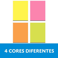 Bloco de Adesivo Sticky Notes 40x50mm com 100 Folhas - Cores Neon - Cis
