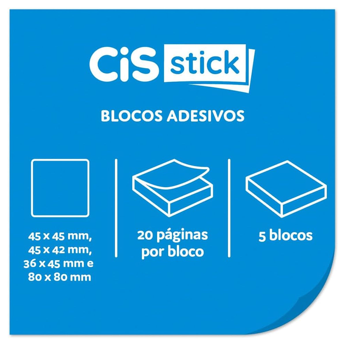 Bloco de Adesivo Sticky Notes Tamanhos Variados com 20 Folhas - 05 Modelos - Cis